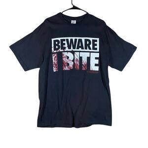 Retro Y2K Walking Dead Beware I Bite T-shirt - XL